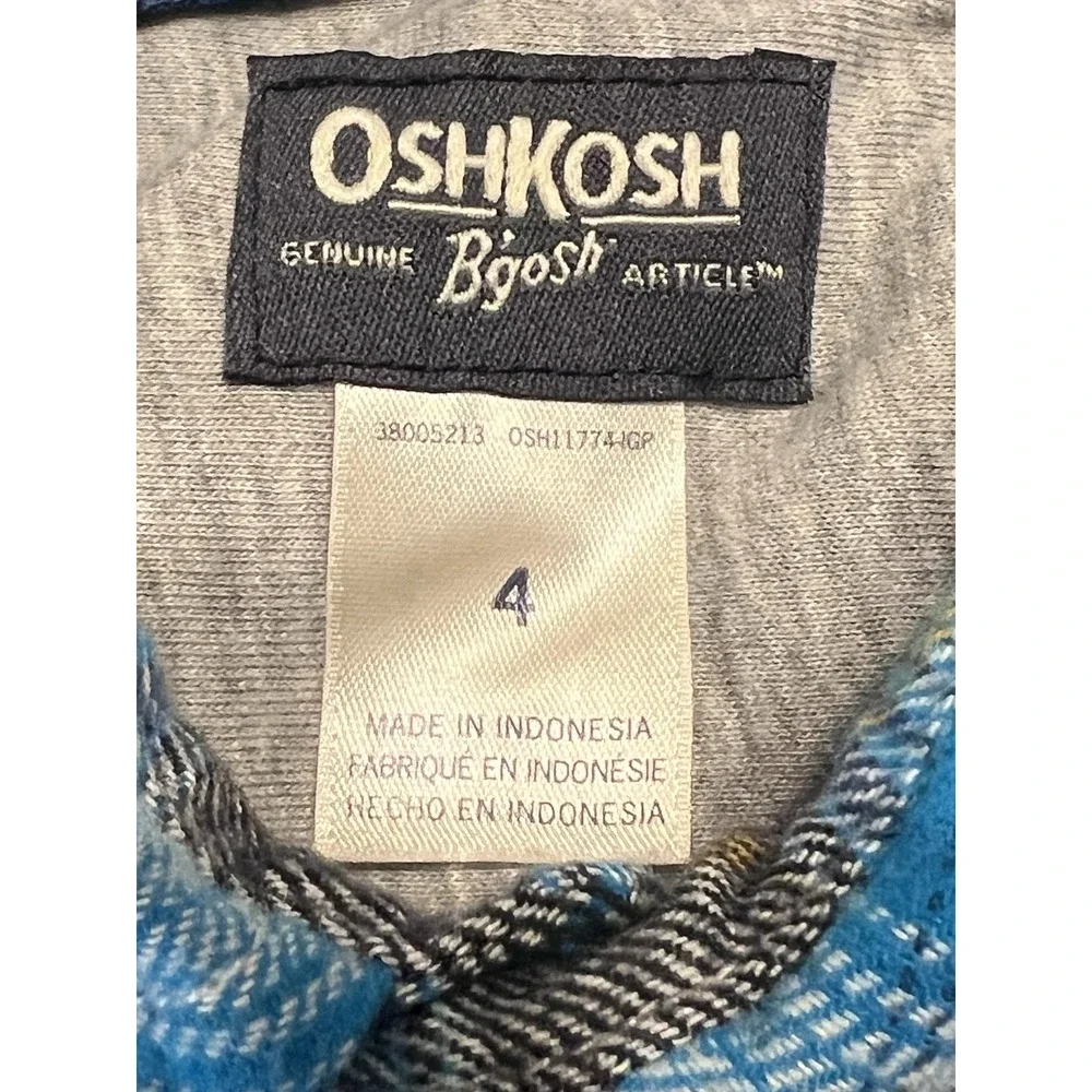 OshKosh B'gosh Toddler Bots Flannel‎ Shirt Sz 4 Blue White Black New with Tags